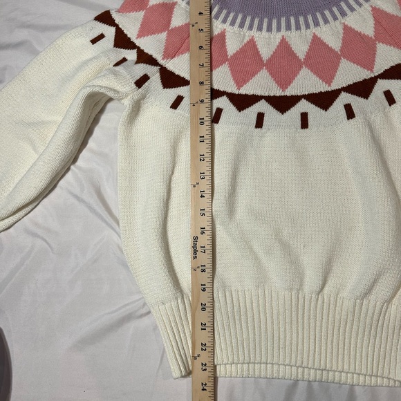 Free Assembly Cream Sweater with Pink and Purple Patterns- Cotton & Wool - Picture 11 of 14